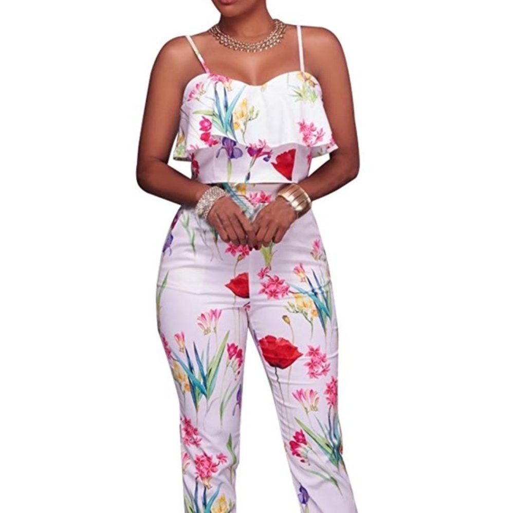 Women's Floral Print Sleeveless Strap Top Casual B